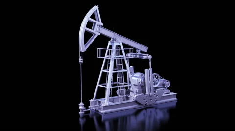 Oil Pump Working Isolated on Black Background. Business Concept Stock Footage 60958704