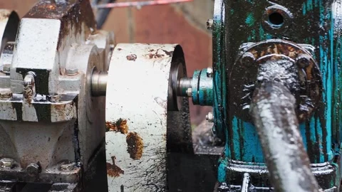 Oil pumping machine working and vibrating pumping oil from tank close up Stock Footage 286339821
