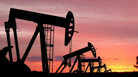 Oil Pumping Silhouettes Stock Footage