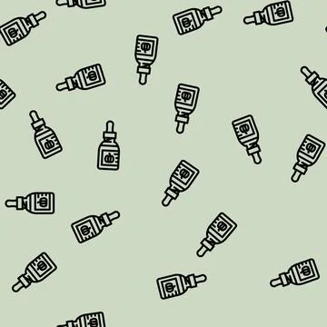 Oil pumpkin line vector seamless pattern Stock Illustration
