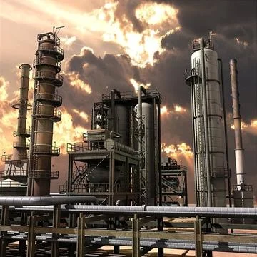Oil refinery 3D Model