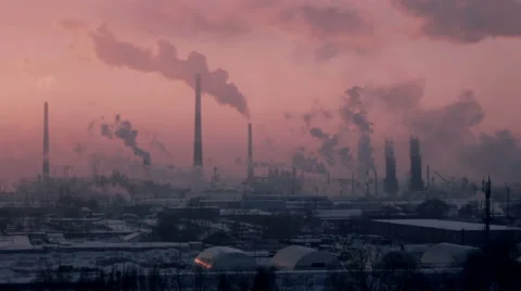 Oil Refinery Air Polution 4K Stock Footage 60396433