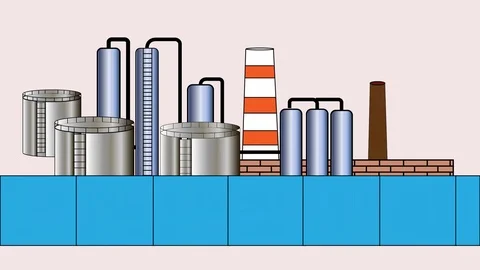 Oil refinery animation Stock Footage