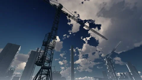 Oil refinery construction. Tower cranes stand against the backdrop of structures 스톡 동영상 131605494