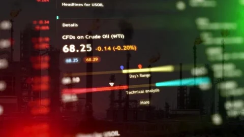 Oil Refinery with Digital Trading Interface Stock Footage 336757332