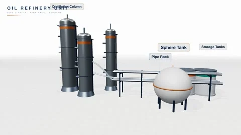 Oil refinery distillation column pipeline Stock Footage 339591655