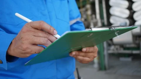 Oil Refinery Engineer Inspecting Production Equipment System Video stock 331916871