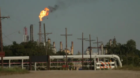 Oil Refinery Flame 01 Stock Footage 34243454