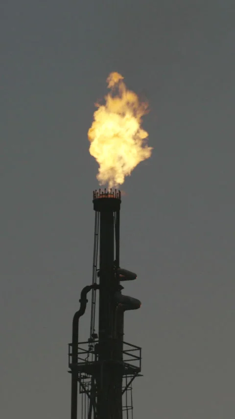 Oil refinery flare operation Stock Footage 293378346