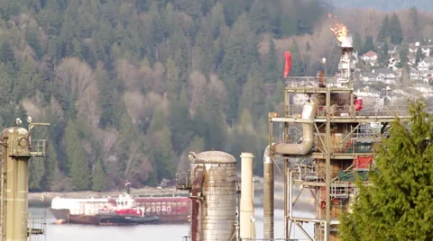 Oil refinery flare stack Stock Footage 36860589