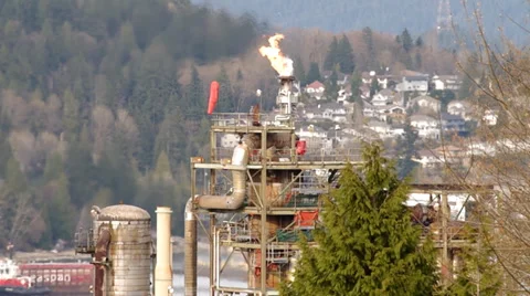 Oil refinery flare stack Stock Footage 36968919