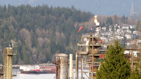 Oil refinery flare stack Stock Footage 36969023