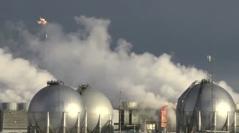 Oil Refinery Flares 05 스톡 동영상 10718342