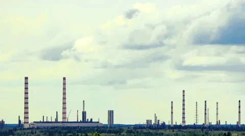 Oil refinery general plan timelapse Stock Footage 32489996