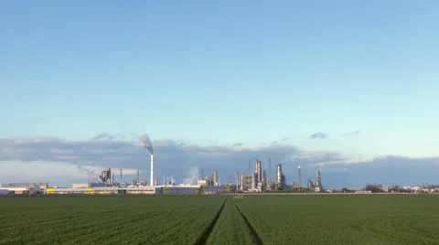 Oil refinery in Germany - timelapse Stock Footage 64004419