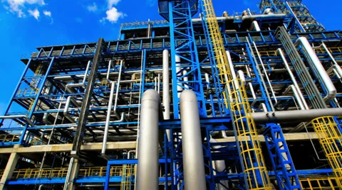 Oil refinery motion timelapse Stock Footage 32342715