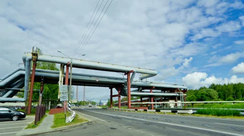 Oil refinery. Motion timelapse Stock Footage 32344460