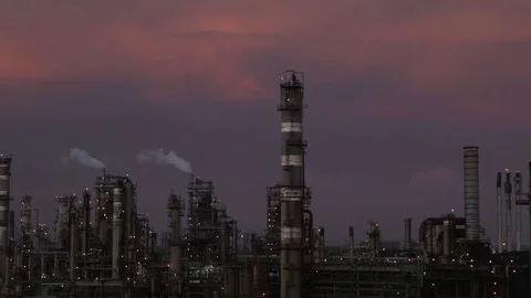 Oil Refinery Night 2 Video stock 77142063