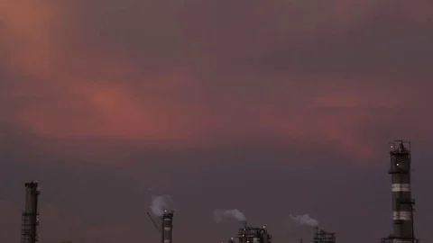Oil Refinery Night 3 Video stock 77142068