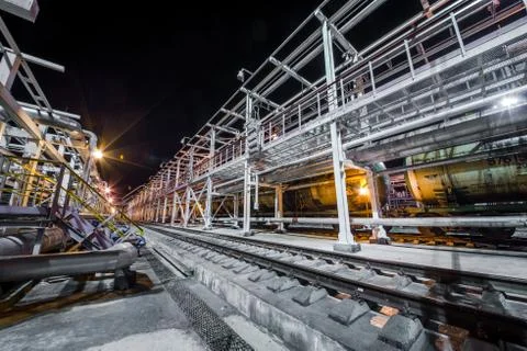 Oil Refinery At Night Stock Photos