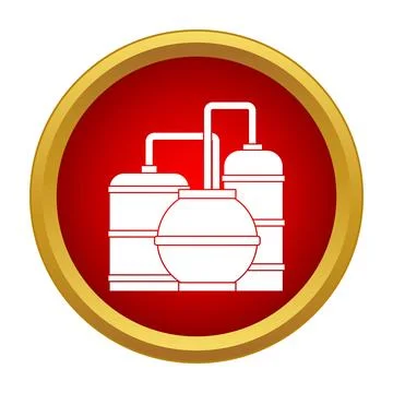Oil refinery plant storing processing liquid fuel icon Stock Illustration
