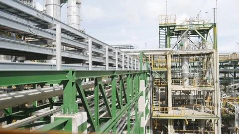 Oil refinery plant structure Stock Footage 81528314