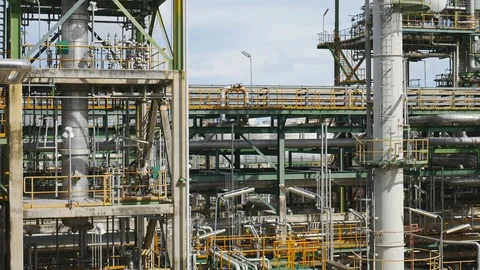 Oil refinery plat Stock Footage 72424211