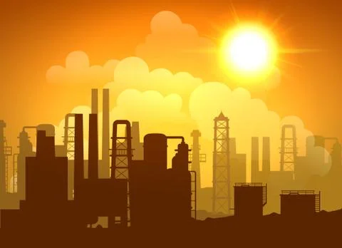 Oil Refinery Poster イラスト素材