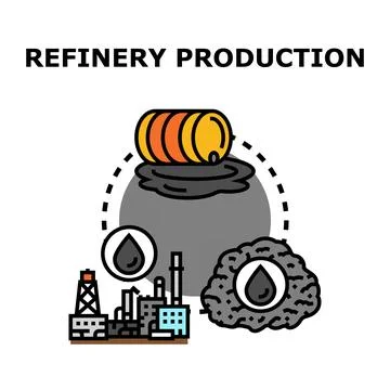 Oil refinery production industry processing raw petroleum Stock Illustration