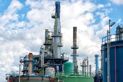 Oil refinery on the sky background Stock Photos