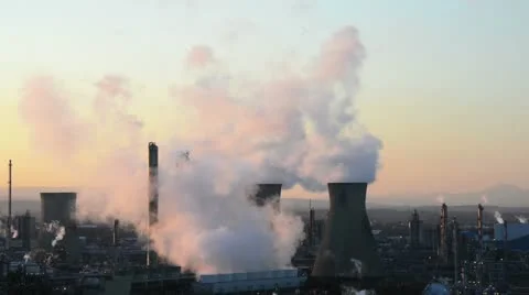 Oil refinery sunset Stock Footage 21879677