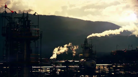 Oil Refinery at the sunset Stock Footage 25716072