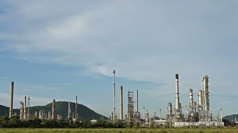 Oil refinery at sunset. Stock Footage 98521536
