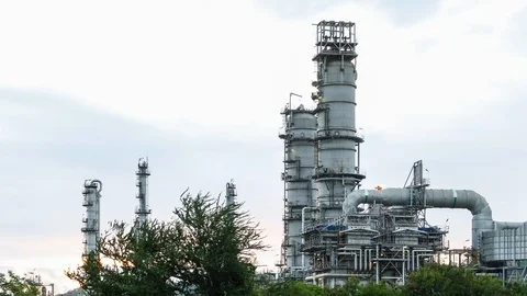 Oil refinery at sunset. Stock Footage 98521665
