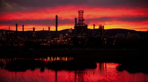 Oil Refinery Time Lapse 2 Stock Footage 42718846
