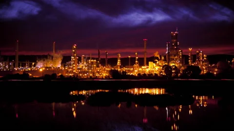 Oil Refinery Time Lapse Stock Footage 42718796