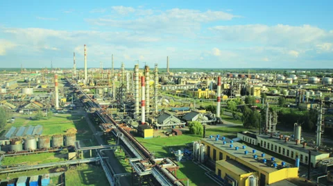 Oil refinery timelapse Stock Footage 32345459