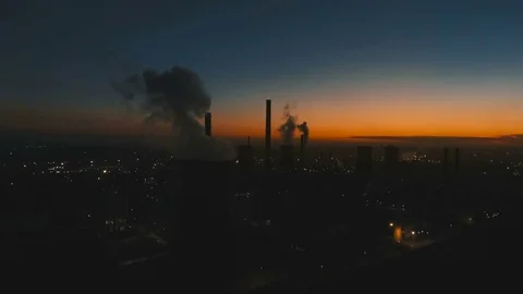 Oil refinery at twilight Stock Footage 79798682
