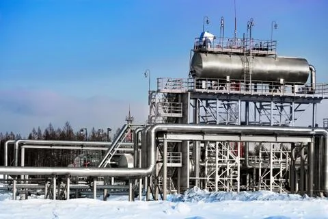 Oil refinery in the winter Stock Photos