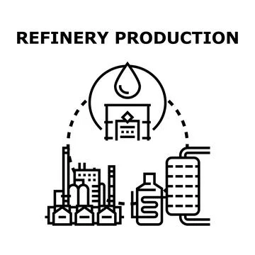 Oil refining process production and chemical industry manufacturing Stock Illustration
