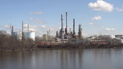 Oil Refinrey Stock Footage 74400263