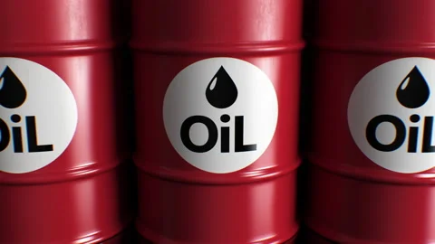 Oil Reserves - Endless Rows of Barrels. Storage and Oil Production Abstract 3d Video stock 197483741
