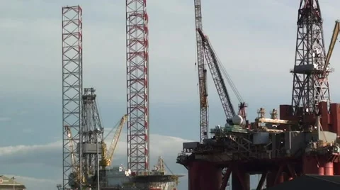 Oil Rig and Cranes Stock Footage 44443326