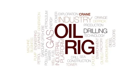 Oil rig animated word cloud, text design animation. Kinetic typography. Stock Footage 80072613