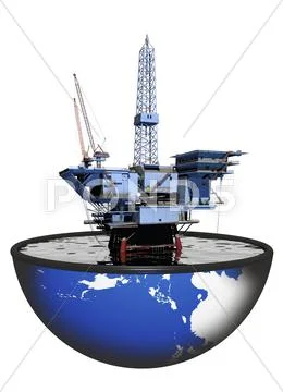 Oil rig, artwork Stock Illustration