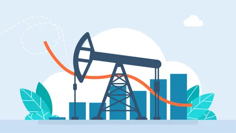 Oil rig on the background of graphs and charts. Falling price. Pumpjack Stock Footage 313830538