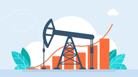 Oil rig on the background of graphs, charts. Price increase. Pumpjack. Price Stock Footage 313179347
