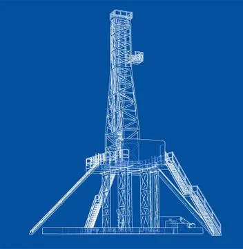 Oil rig concept. Vector rendering of 3d 스톡 일러스트