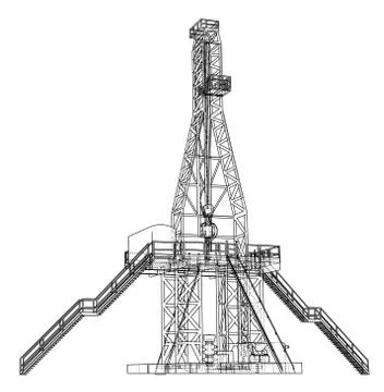 Oil rig concept. Vector rendering of 3d 스톡 일러스트