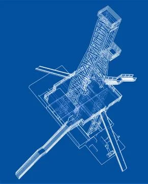 Oil rig concept. Vector rendering of 3d 스톡 일러스트